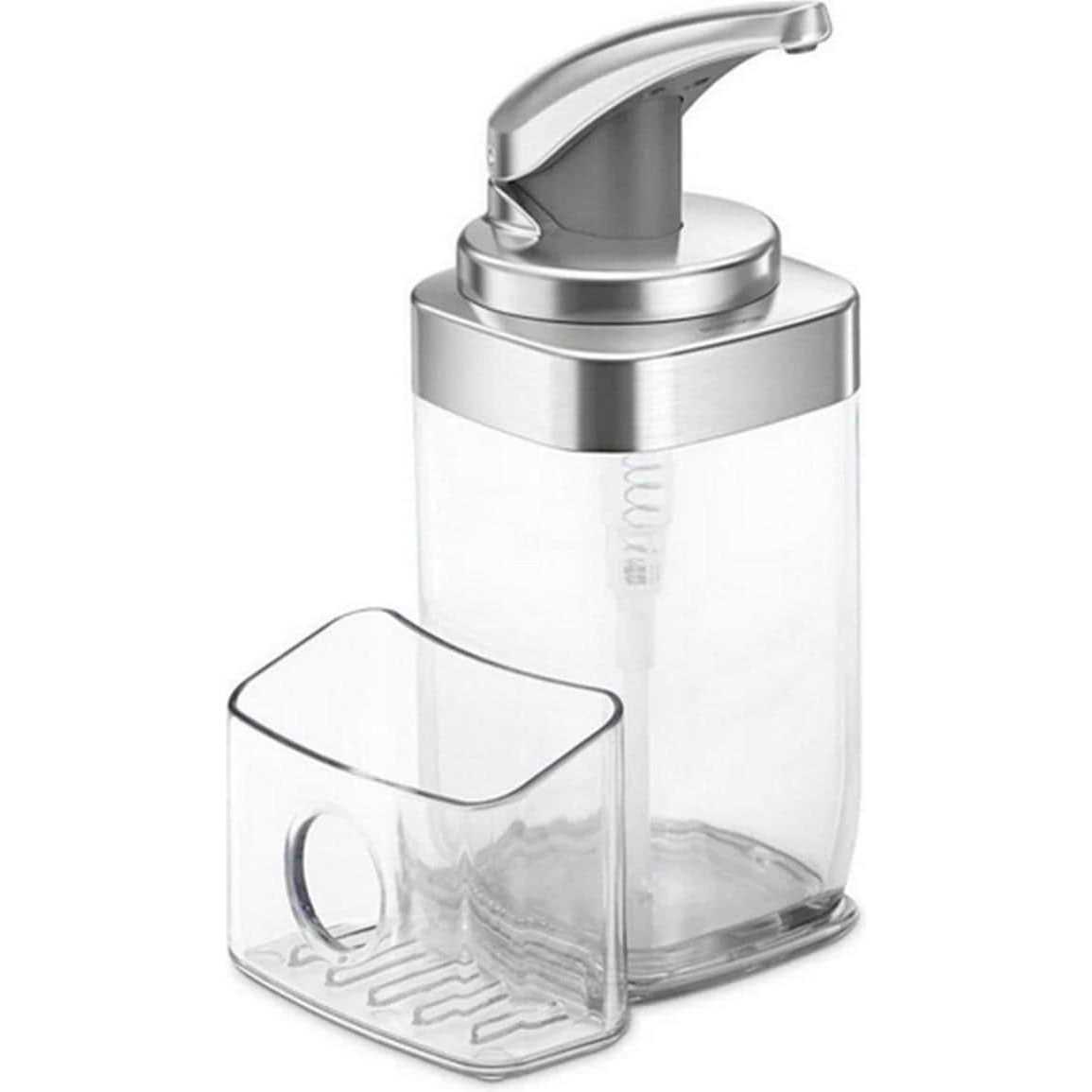 simplehuman 22 oz Square Push Pump Soap Dispenser with Sponge Caddy