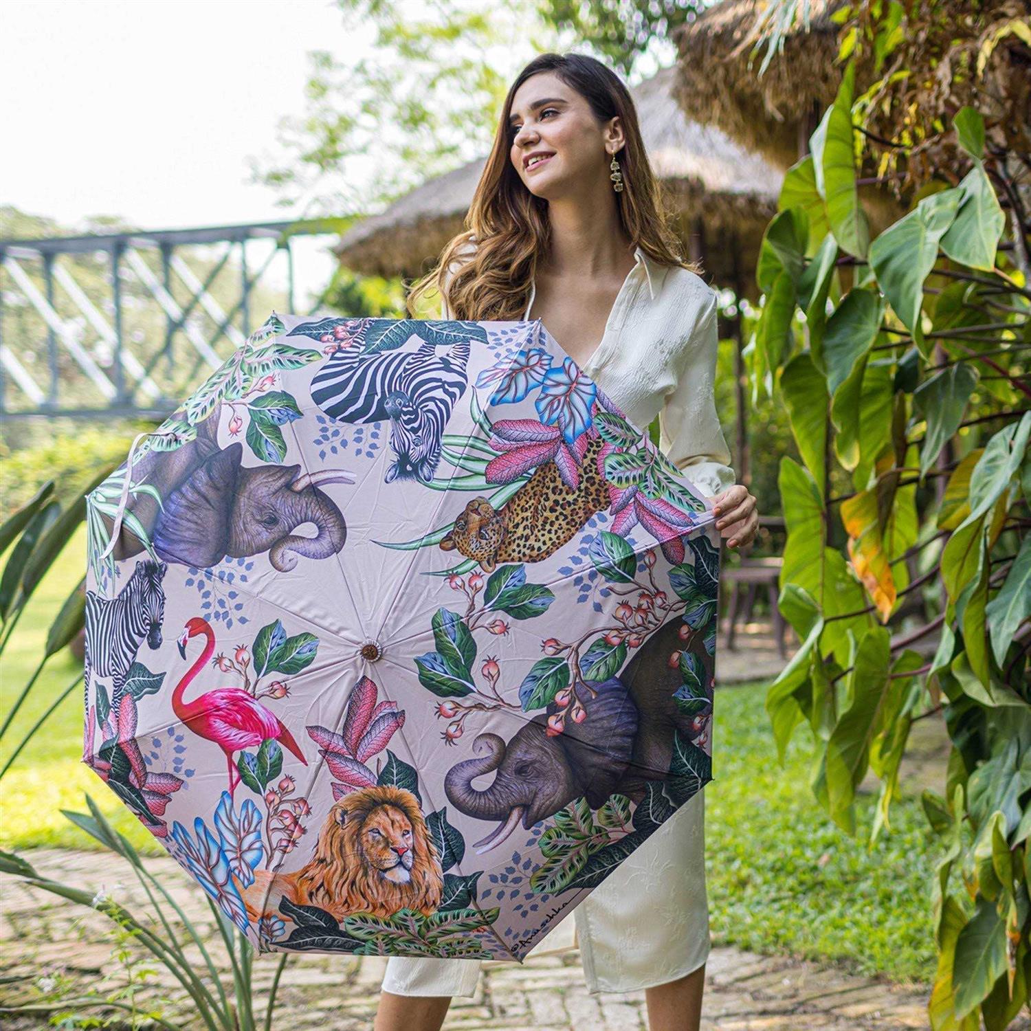 Anuschka Auto Open/ Close Printed Umbrella