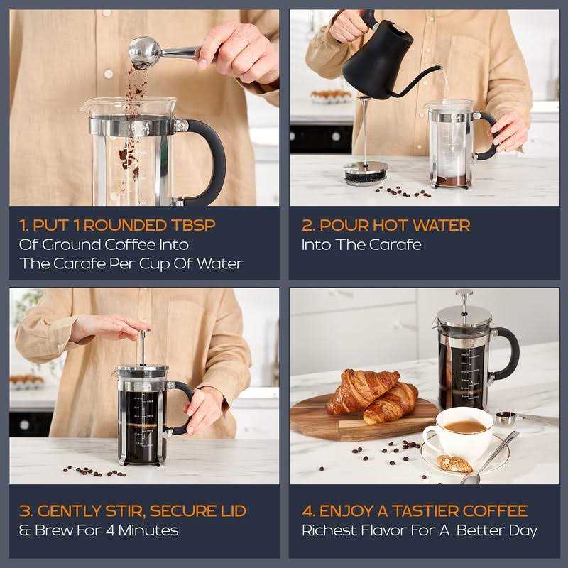 French Press Coffee Maker Large, Borosilicate Glass Carafe, Brews Fresh Coffee, Coffee Press Cold Brew or Tea without Grounds