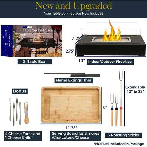 ROZATO Tabletop Fire Pit with Smores Maker Kit Portable