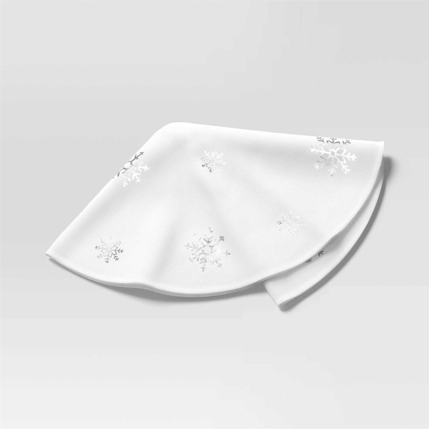Wondershop 48 Christmas Tree Skirt with Metallic Snowflakes White