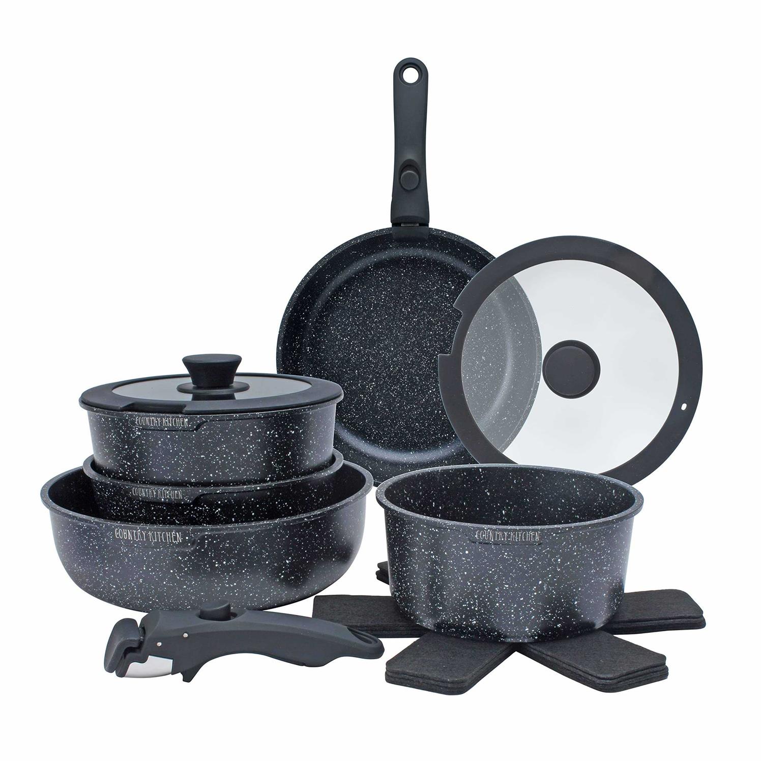 Country Kitchen 13 Piece Pots and Pans Set Safe Nonstick Cookware Set Handle