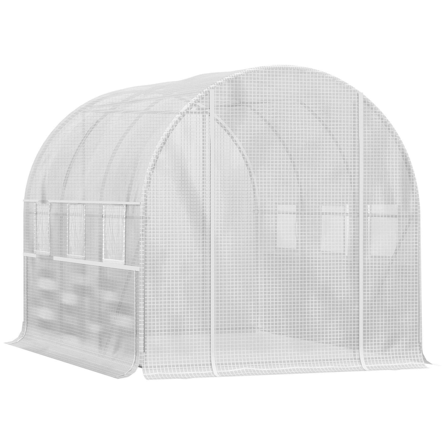 Outsunny 10′ x 7′ x 7′ Walk-in Tunnel Greenhouse with Quality PE Cover, Zipper Doors and Mesh Windows