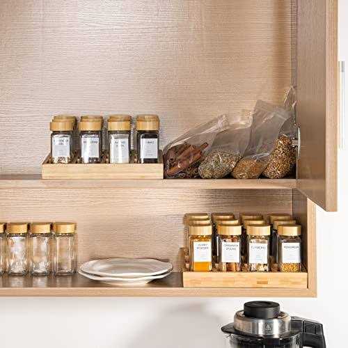 FavorFlavor 24 Pcs Spice Jars with Label 4.3OZ Thickened Glass Seasoning Jars with Bamboo Lids