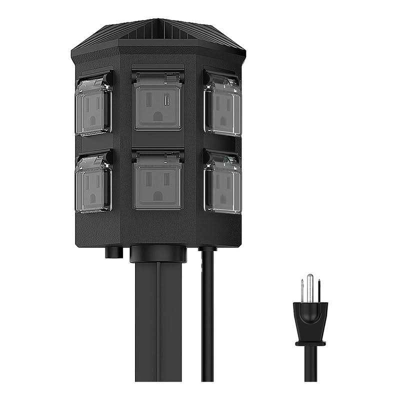 Tiffcofio Outdoor Power Strip Timer Dusk to Dawn Sensor Outdoor Timer For Lights