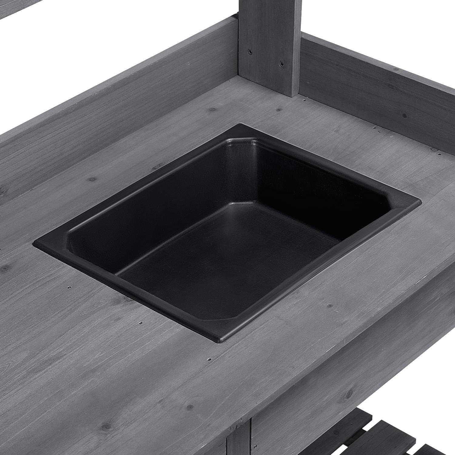 Yaheetech Outdoor Potting Bench Table Potters Benches Garden Work Bench Station Workstation with Drawer/Adjustable Shelf Rack/removable Sink/hooks/pad