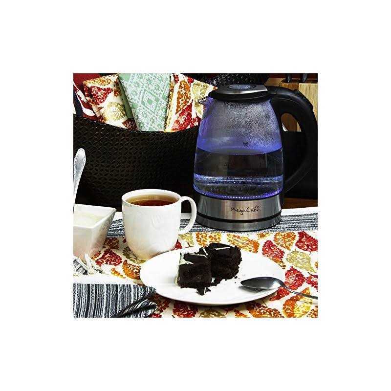 MegaChef 97096272M 1.7L Glass and Stainless Steel Electric Tea Kettle