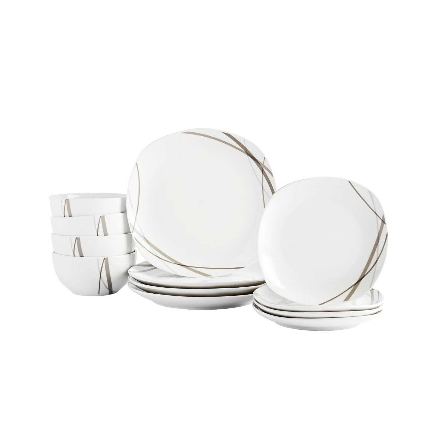 Tabletops Unlimited Curves Square 12-Pc Dinnerware Set