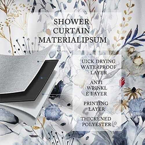 ZTTXL Floral Shower Curtain Abstract Shower Polyester Fabric Printed Shower Curtain Set for Bathroom with Hooks