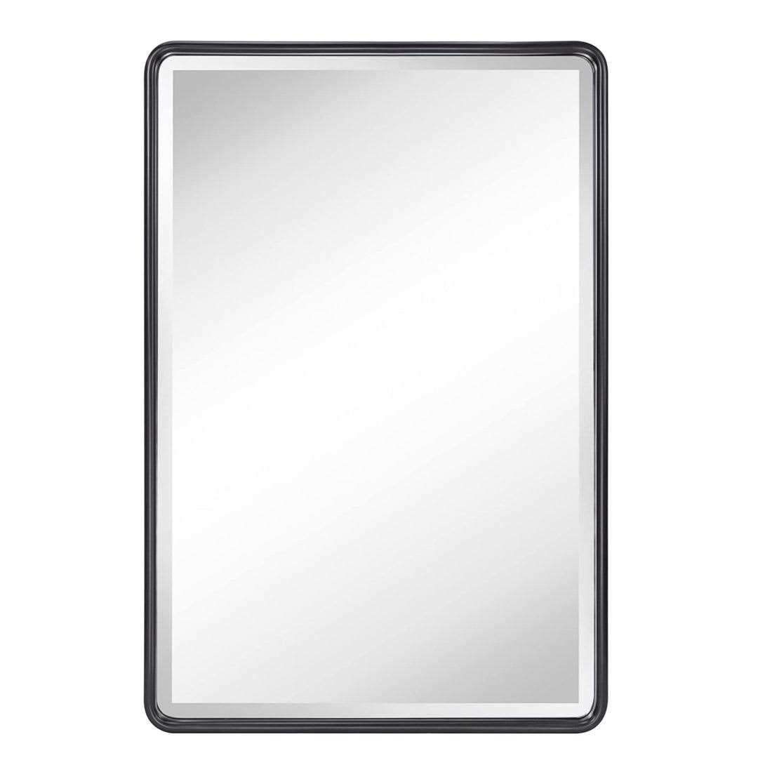 17 Stories Farmhouse Recessed Metal Bathroom Medicine Cabinets with Mirror with Adjustable Tempered Glass Shelves