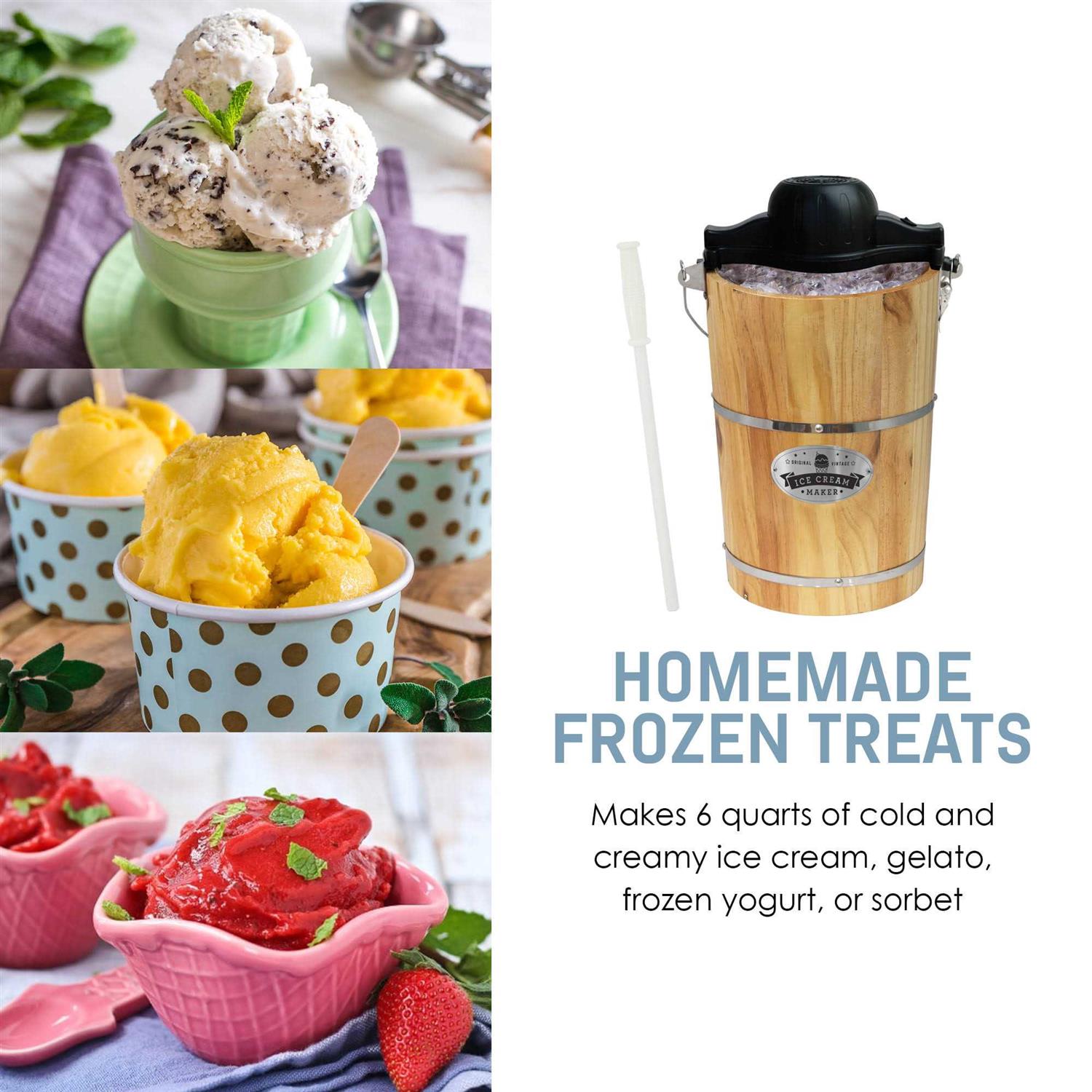 Elite Gourmet 6-Quart Old-Fashioned Ice Cream Maker