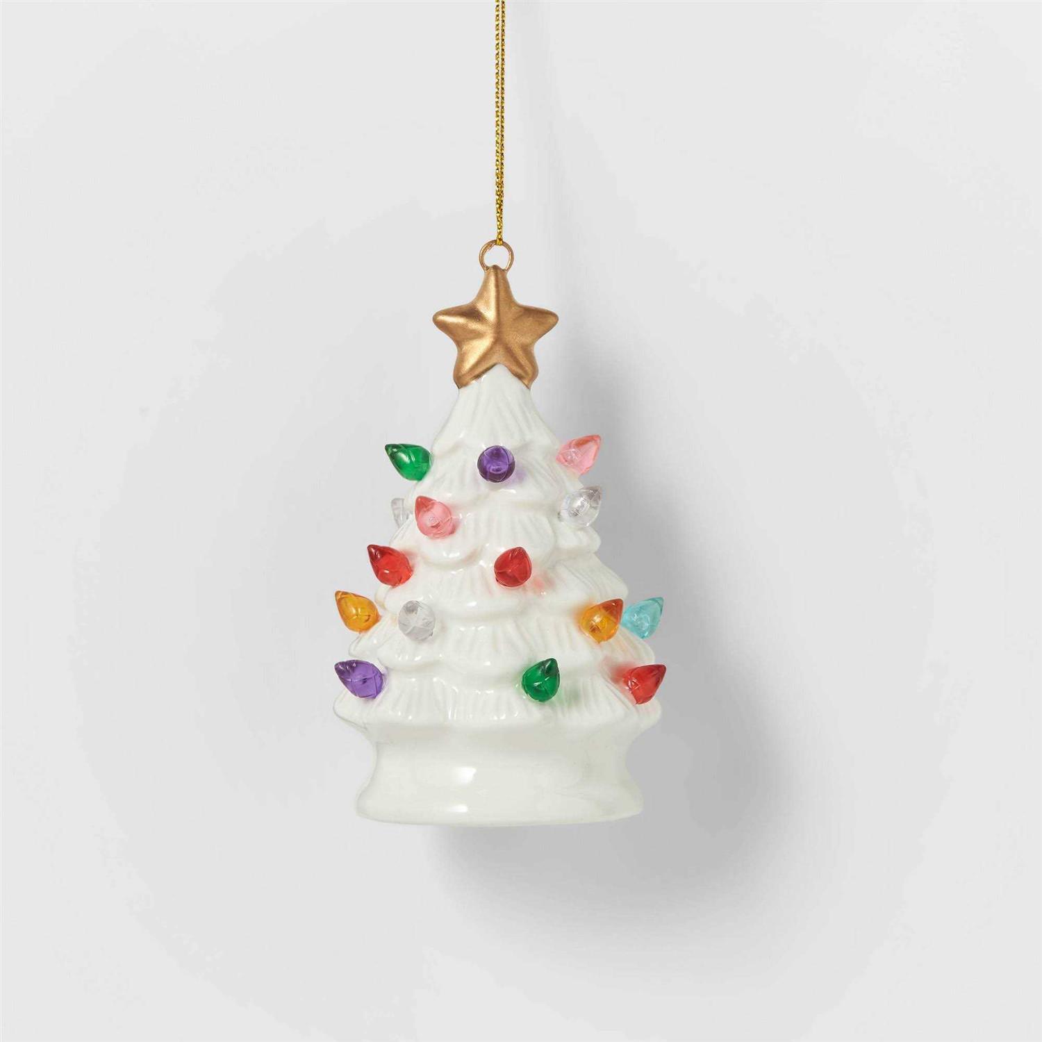Wondershop Ceramic Christmas Tree Lighted Ornament Retro Lit