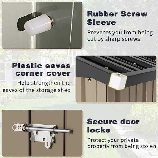 Patiowell 6 ft. D Outdoor Storage Metal Shed with Sloping Roof and Double Lockable Door