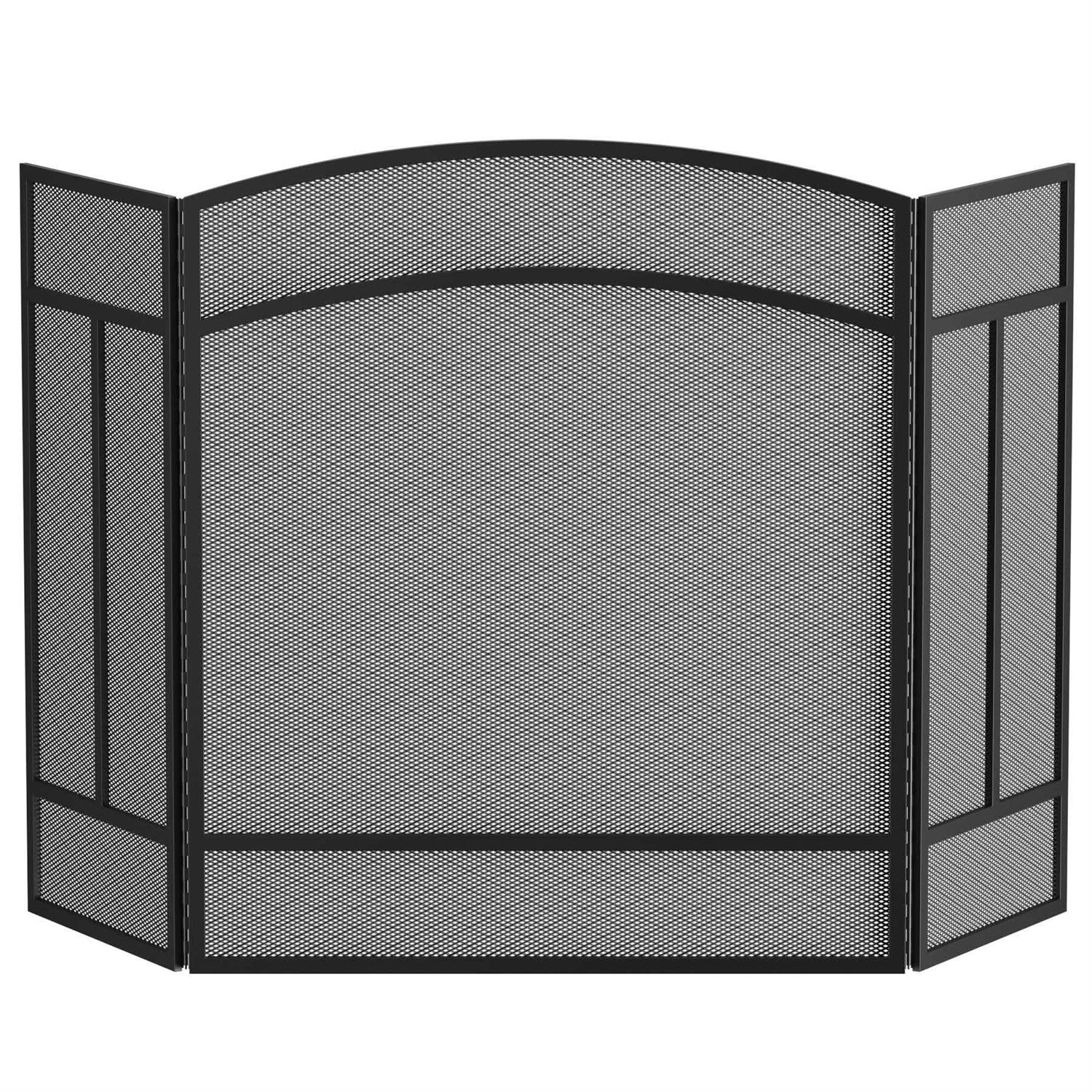 Fire Beauty Fireplace Screen 3 Panel Wrought Iron 48 x 29 Spark Guard Cover