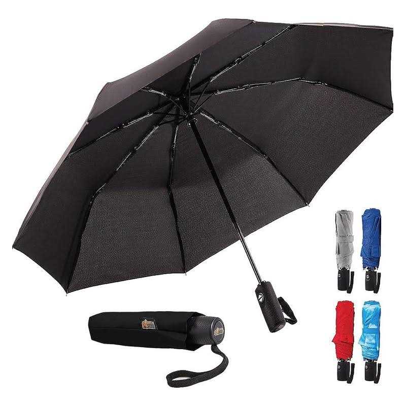 Gorilla Grip Windproof Compact Stick Umbrella for Rain, One-Click Automatic Open and Close