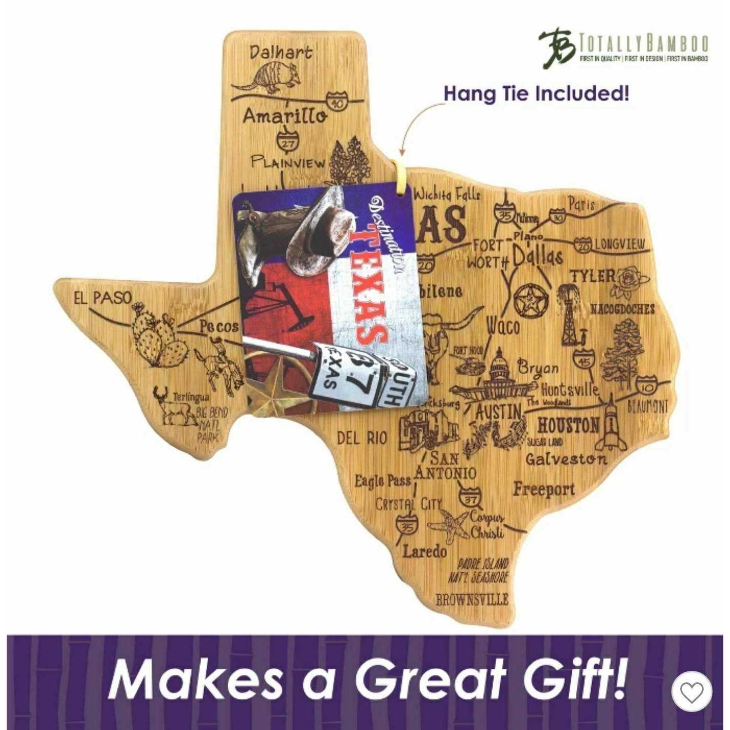 Totally Bamboo Texas State Destination Bamboo Serving & Cutting Board