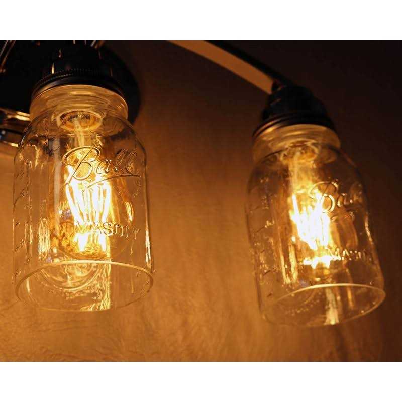 Mason Jar Lifestyle Open Bottom Mason Jar Glass Shade with 1-5/8-Inch Fitter Opening Lighting Lid