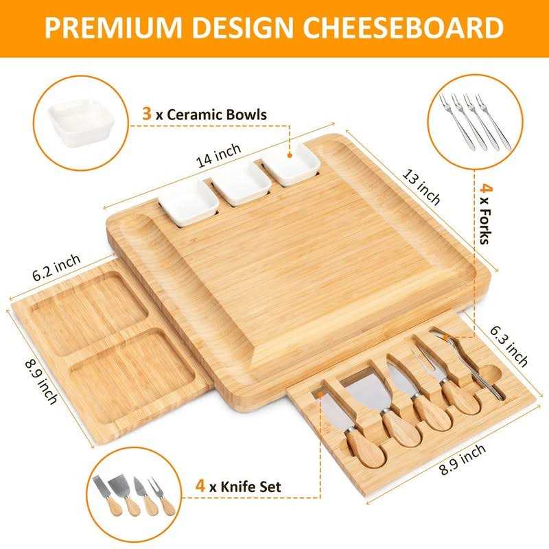 Charcuterie Board Set FamRica Cheese Board with 2 Drawers