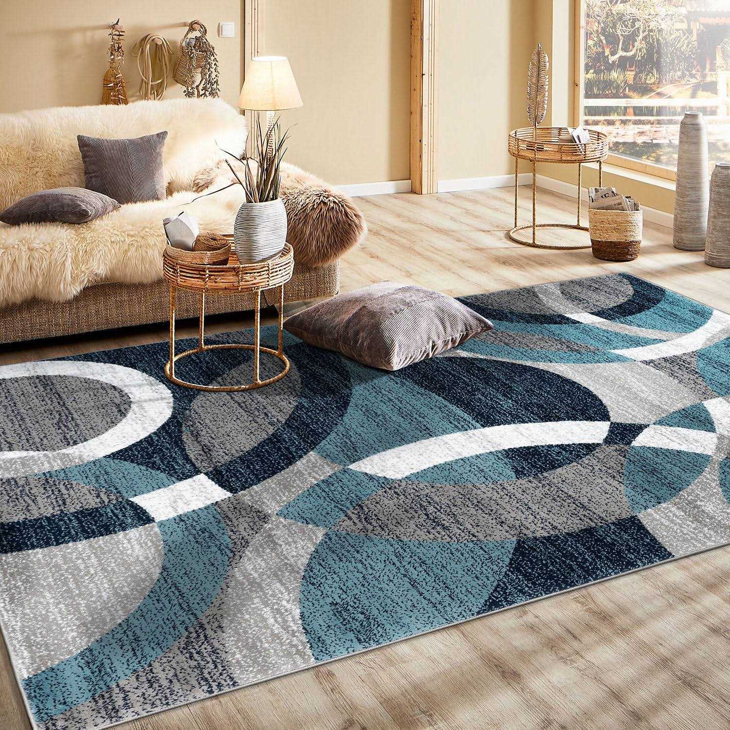 World Rug Gallery Contemporary Modern Circles Abstract Area Rug
