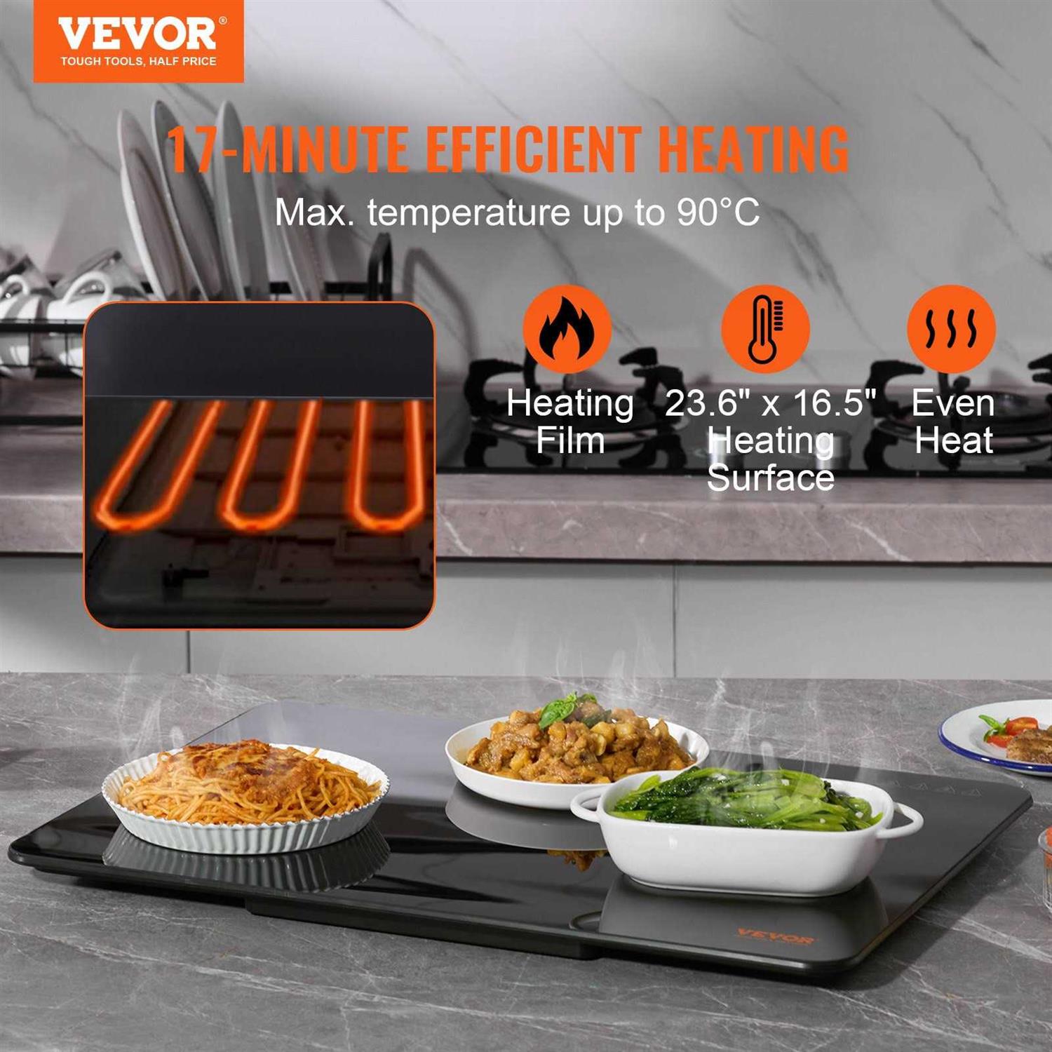VEVOR Electric Warming Tray Food Warming Trays for Buffet Fast Heating Warming Trays