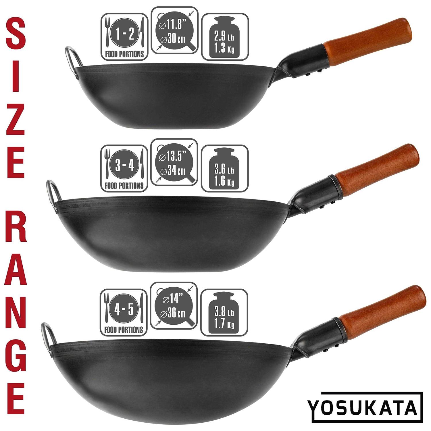YOSUKATA Carbon Steel Wok Pan “ Stir Fry Pans