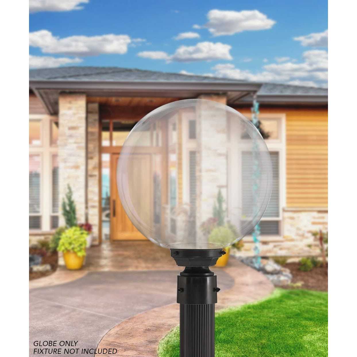 Solus 12 in. Clear Smooth Acrylic Diameter Globe S20012-CL-4F