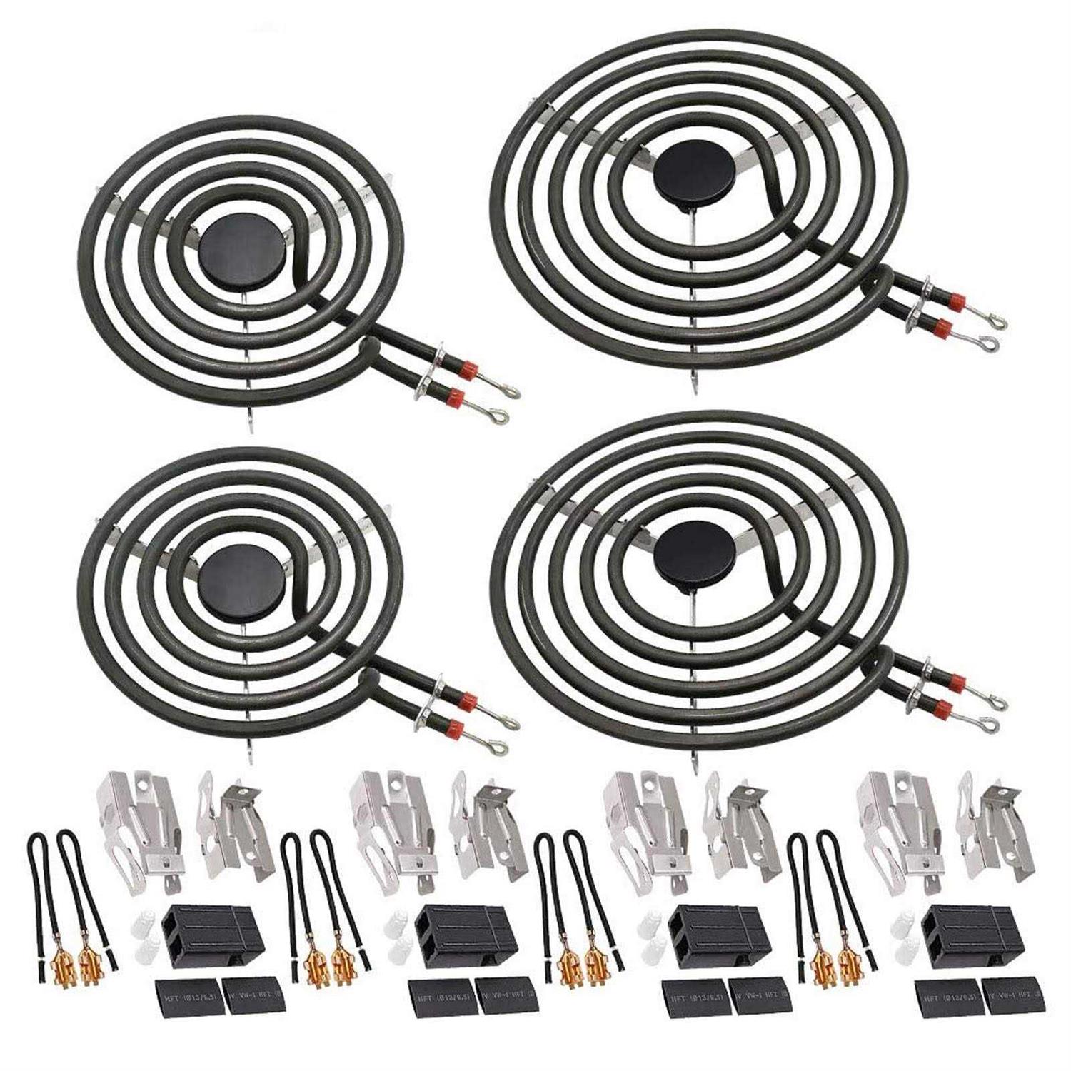 MP22YA Electric Range Burner Element Unit Set with 4 Pack 330031 Surface Element Receptacle Kit by Beaquicy