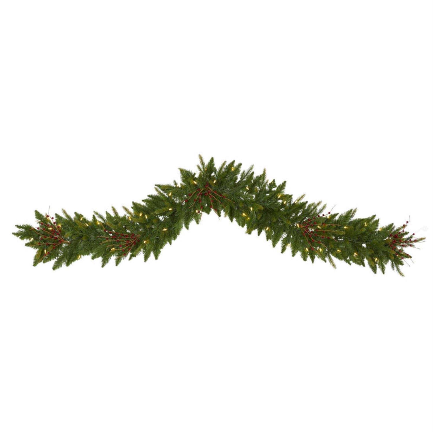 Christmas Pine Artificial Garland LED Lights Nearly Natural
