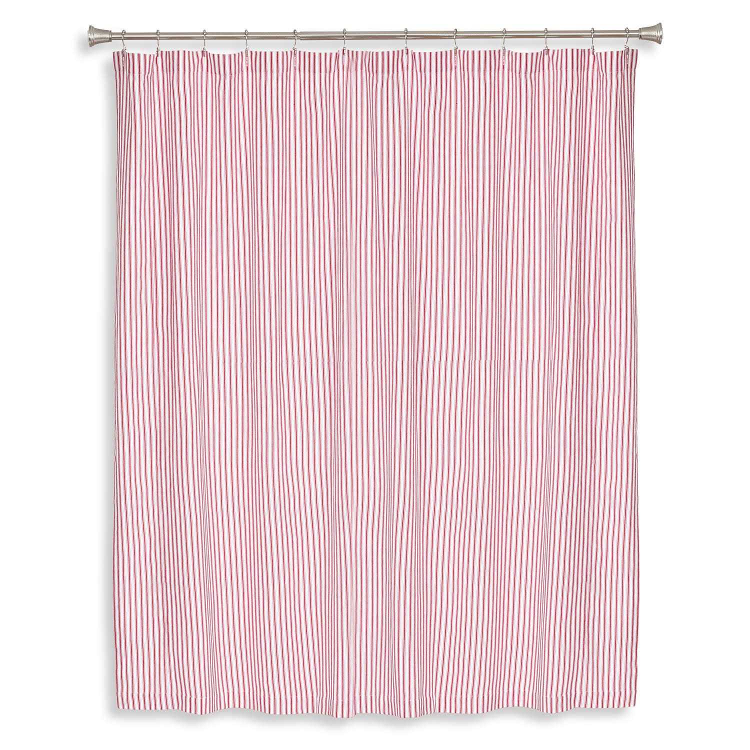 Cackleberry Home and White Ticking Stripe Shower Curtain Woven Cotton 72 Inches W x
