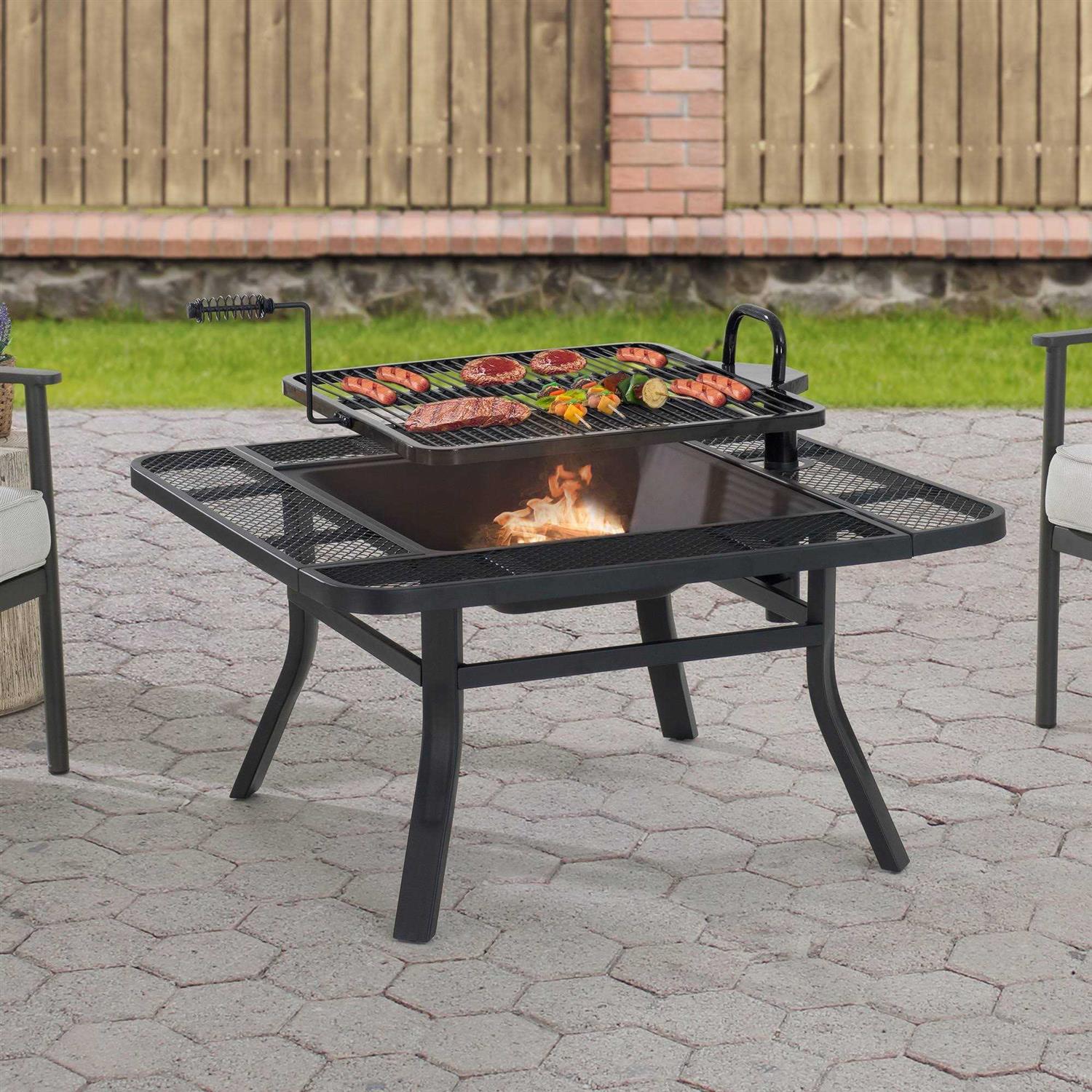 Sunjoy 38 Inch Grill Fire Pit for Outside