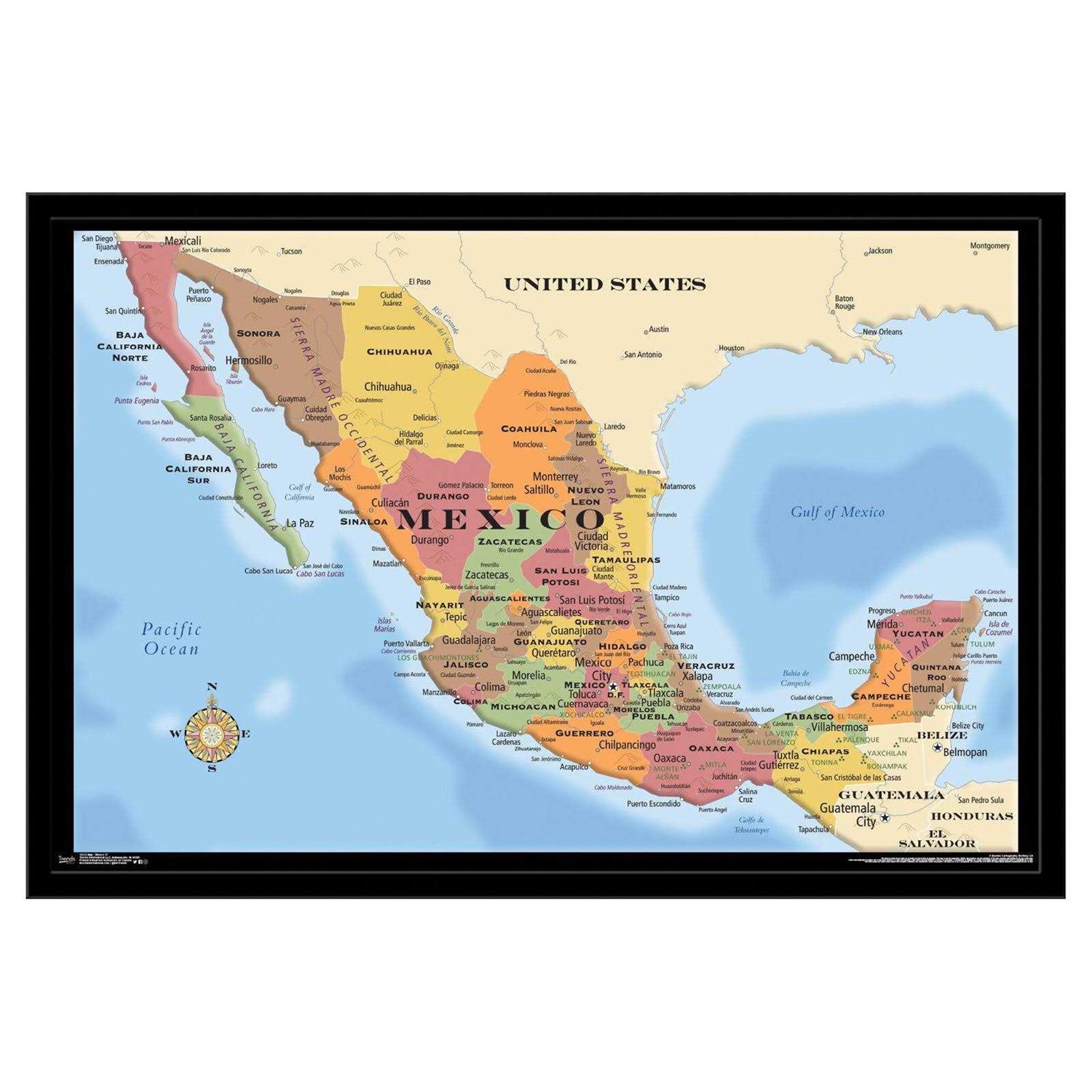 Trends International Map Mexico Wall Poster