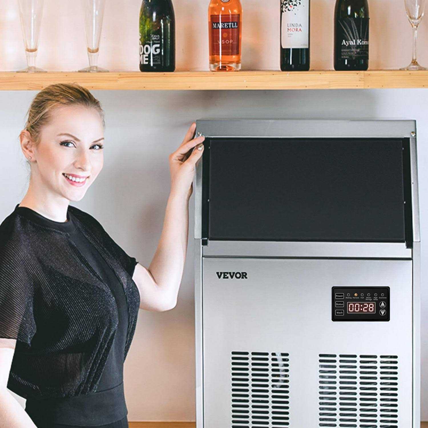 VEVOR Commercial Ice Maker Machine 24H with 33LBS Bin