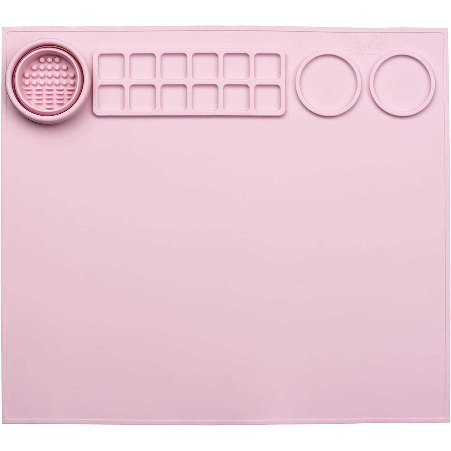 Cheek’s Paper Room-Creator Silicone Craft Mat for Painting and Crafts Large Mat with Collapsible Paint Brush Cleaner for Painting