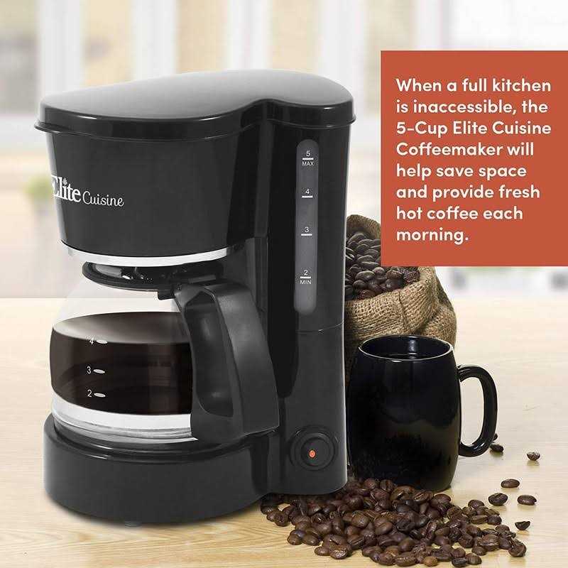 Elite Gourmet 5-Cup Coffee Maker with Pause & Serve