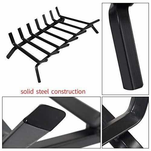 Amagabeli GARDEN & HOME Black Wrought Iron Fireplace Log Grate Wide Heavy Duty Solid Steel Indoor Chimney Hearth Bar Fire