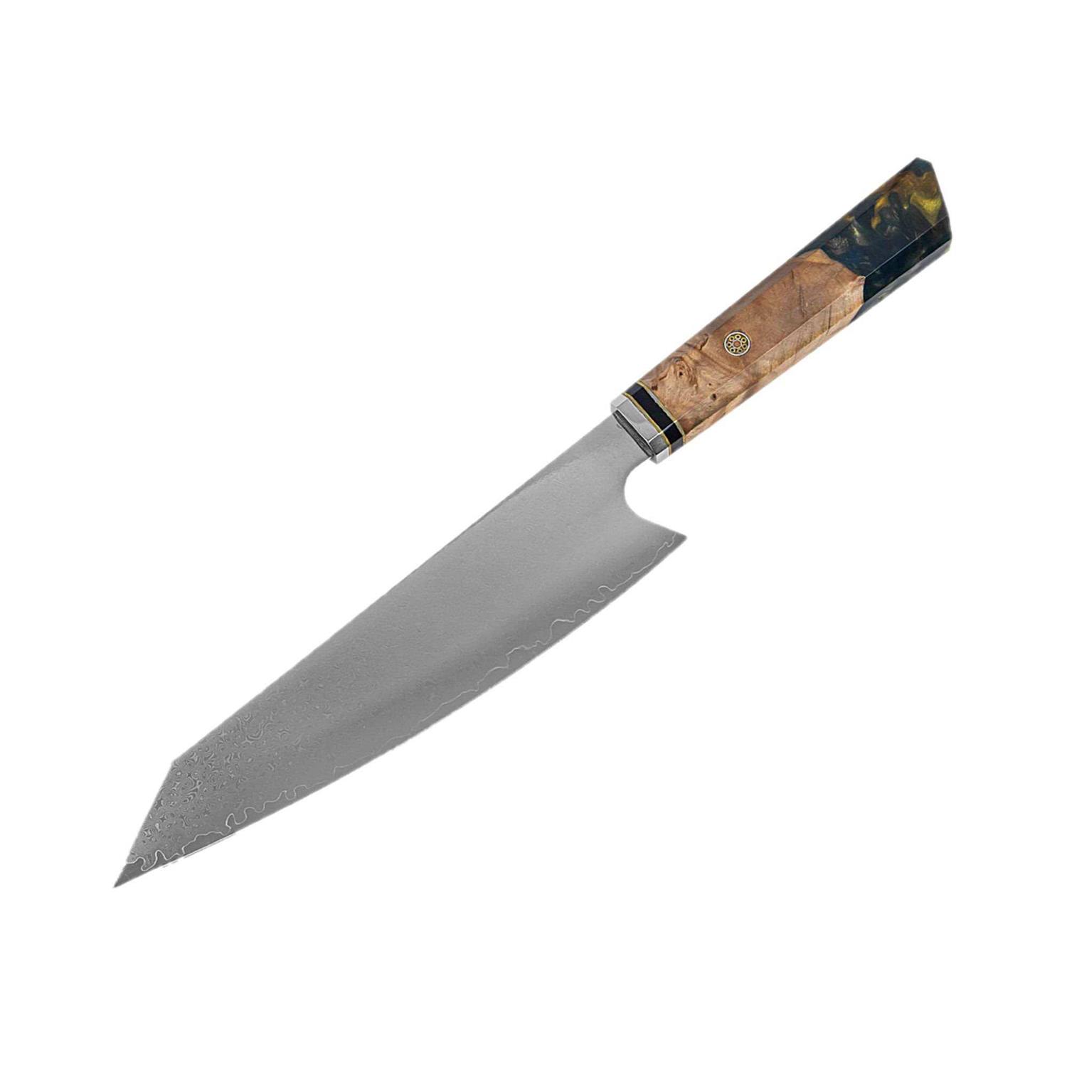 Seido Knives Knives 1-Piece Damascus Steel Japanese Chef Knife with A White Handle Handle EV-skdsksjpkn