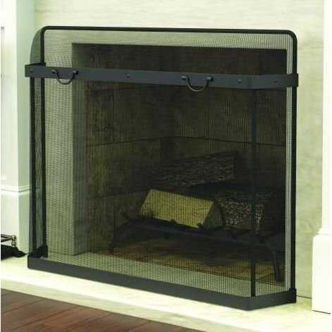Panacea Fireplace Screen Spark Guard Black Matte Steel