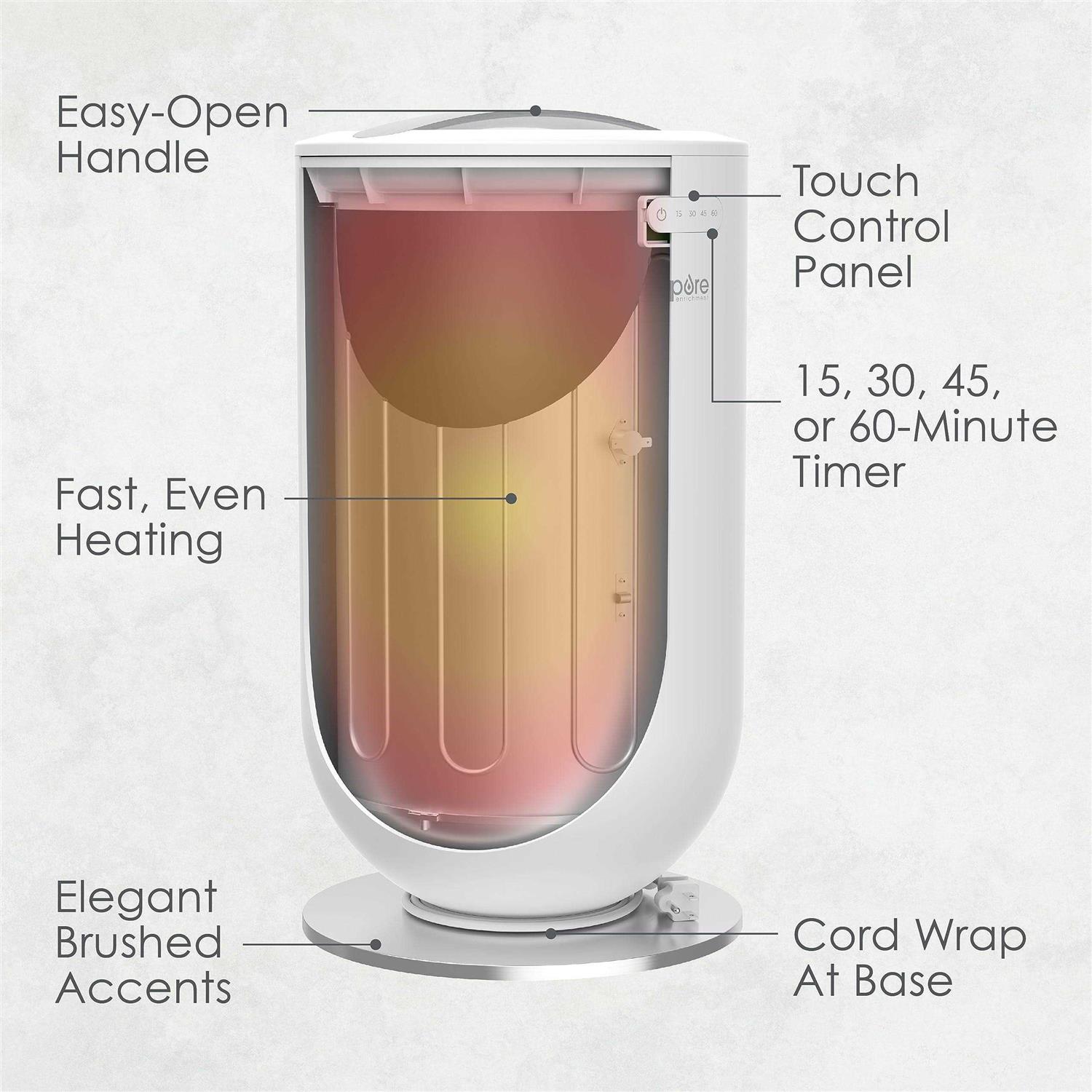 Pure Enrichment PureBliss Luxury Towel Warmer Extra Large 20L Heats Baths, Towels, Robes, Blankets, or Clothing