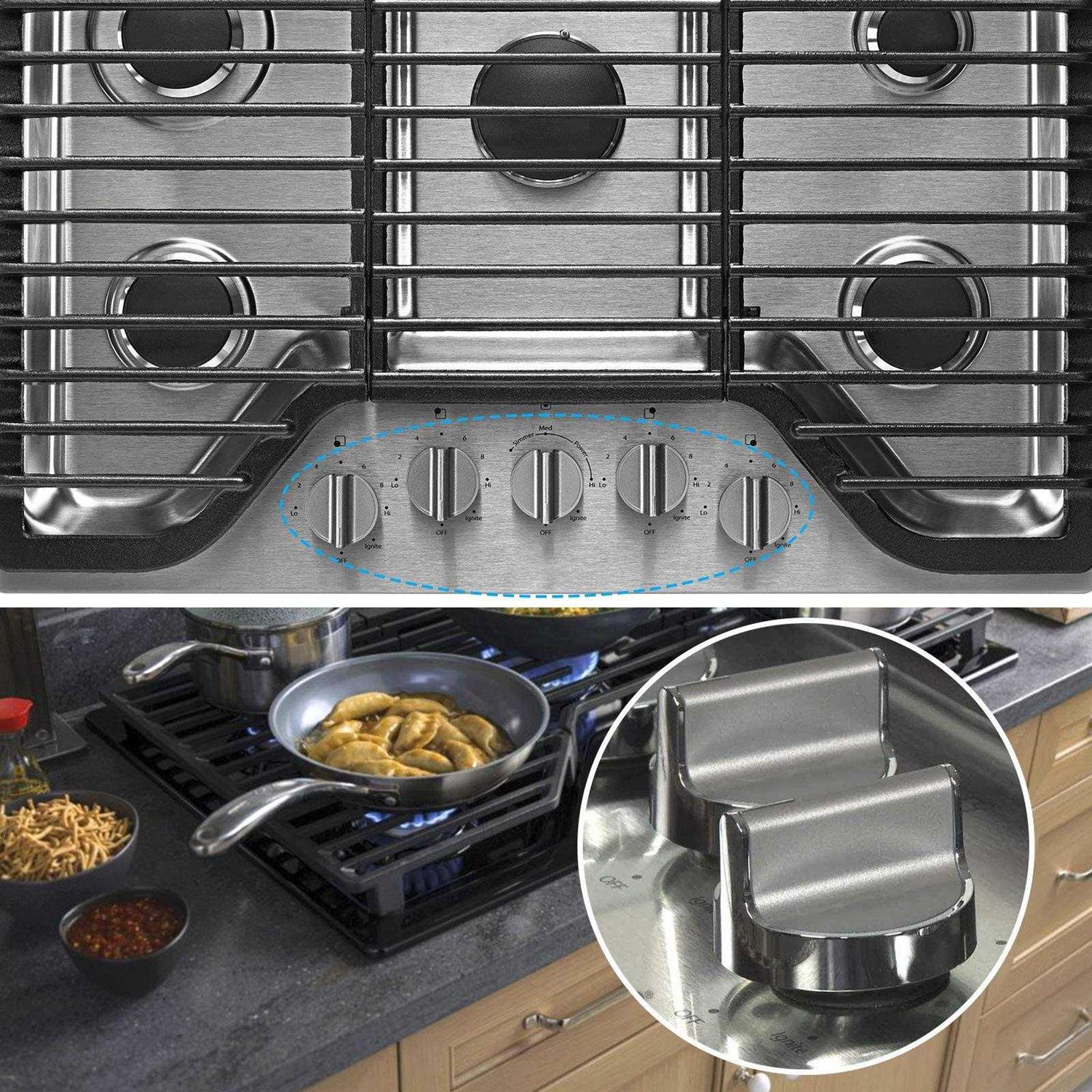 TOMOON W10594481 Stainless Steel Cooker Stove Control knob 5pcs for Whirlpool Gas Cooktop Range/Oven WCG97US0DS00 WCG97US6DS00,Replaces WPW10594481