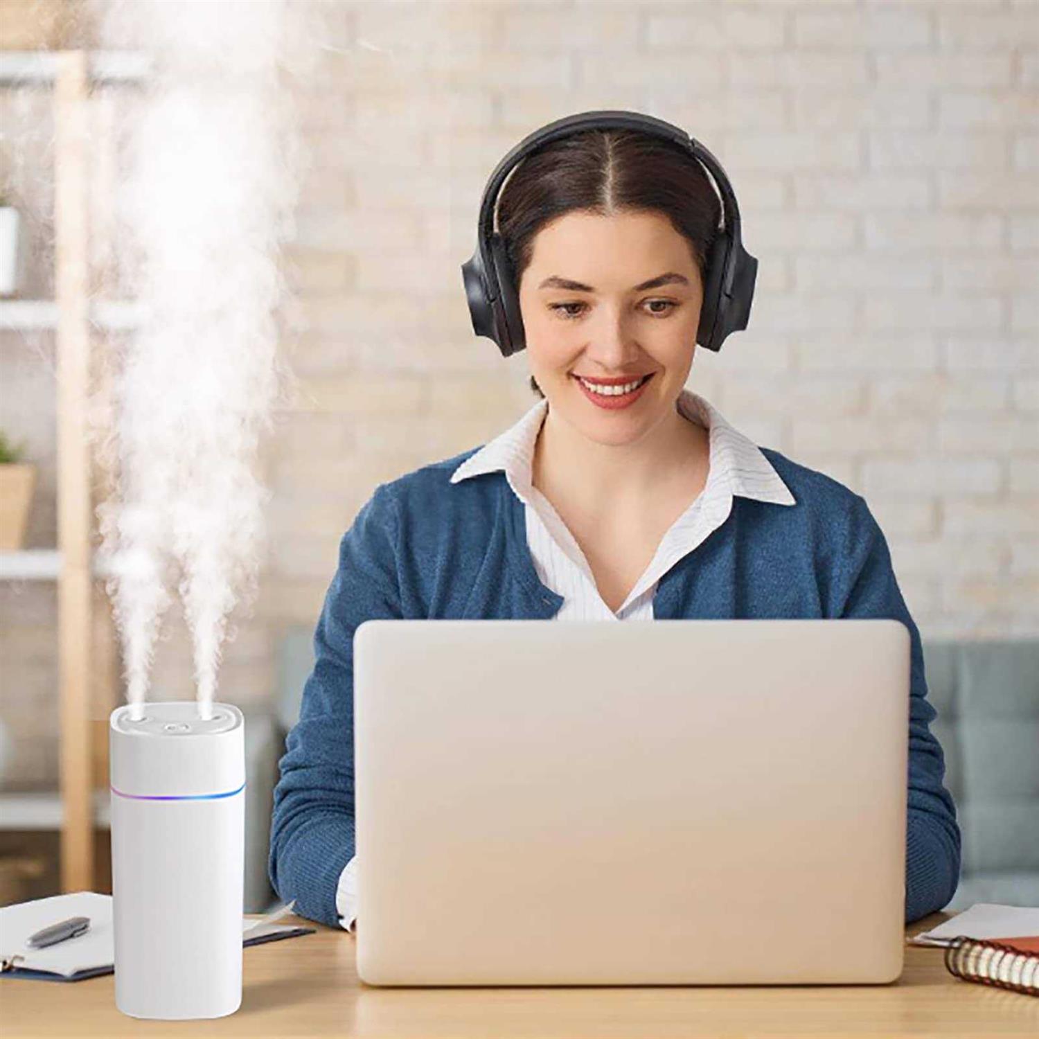 Small Humidifier Double Spray Humidifiers for Bedroom 600ml Mini Humidifier for Plant