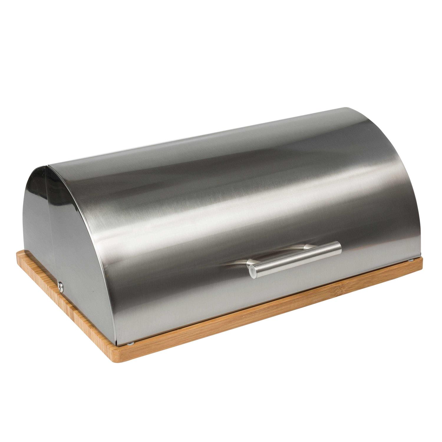 Honey Can Do Stainless Steel Breadbox with Bamboo Cutting Board