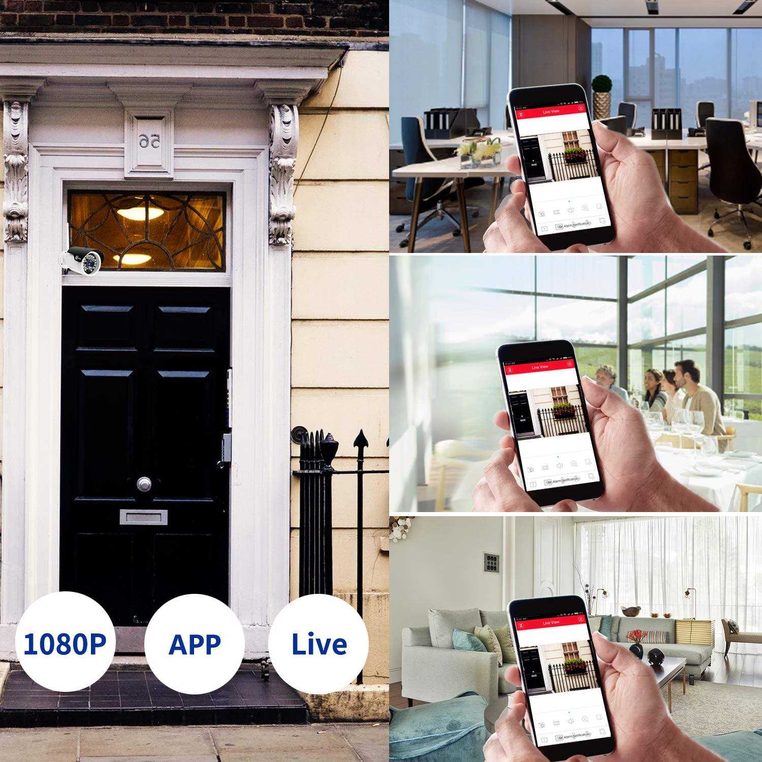 Xvim 1080p Wired Security Cameras System – 8CH Home Security Camera System Dvr(no Hard Drive)8pcs 2MP Security Cameras IP66 Waterproof Outdoor Camera