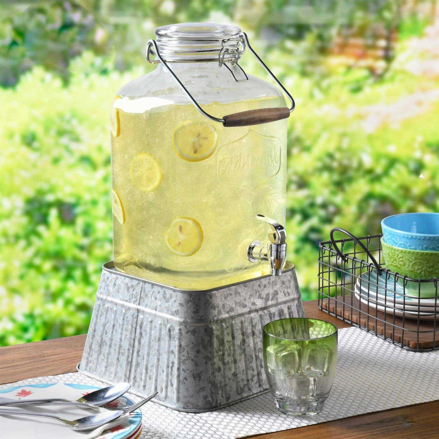 Better Homes & Gardens Glass Beverage Dispenser with Glass Clamp Lid