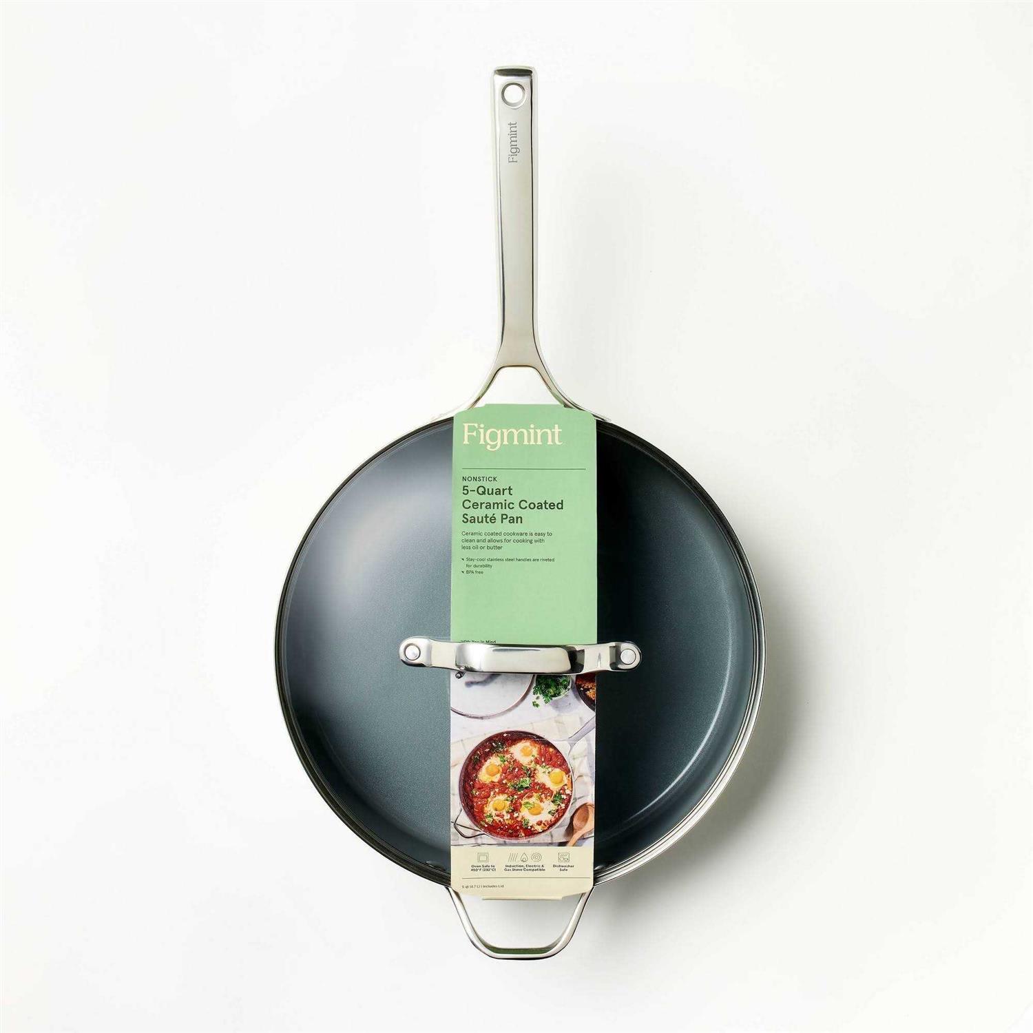 Figmint 5qt Nonstick Ceramic Coated Aluminum Saute Pan