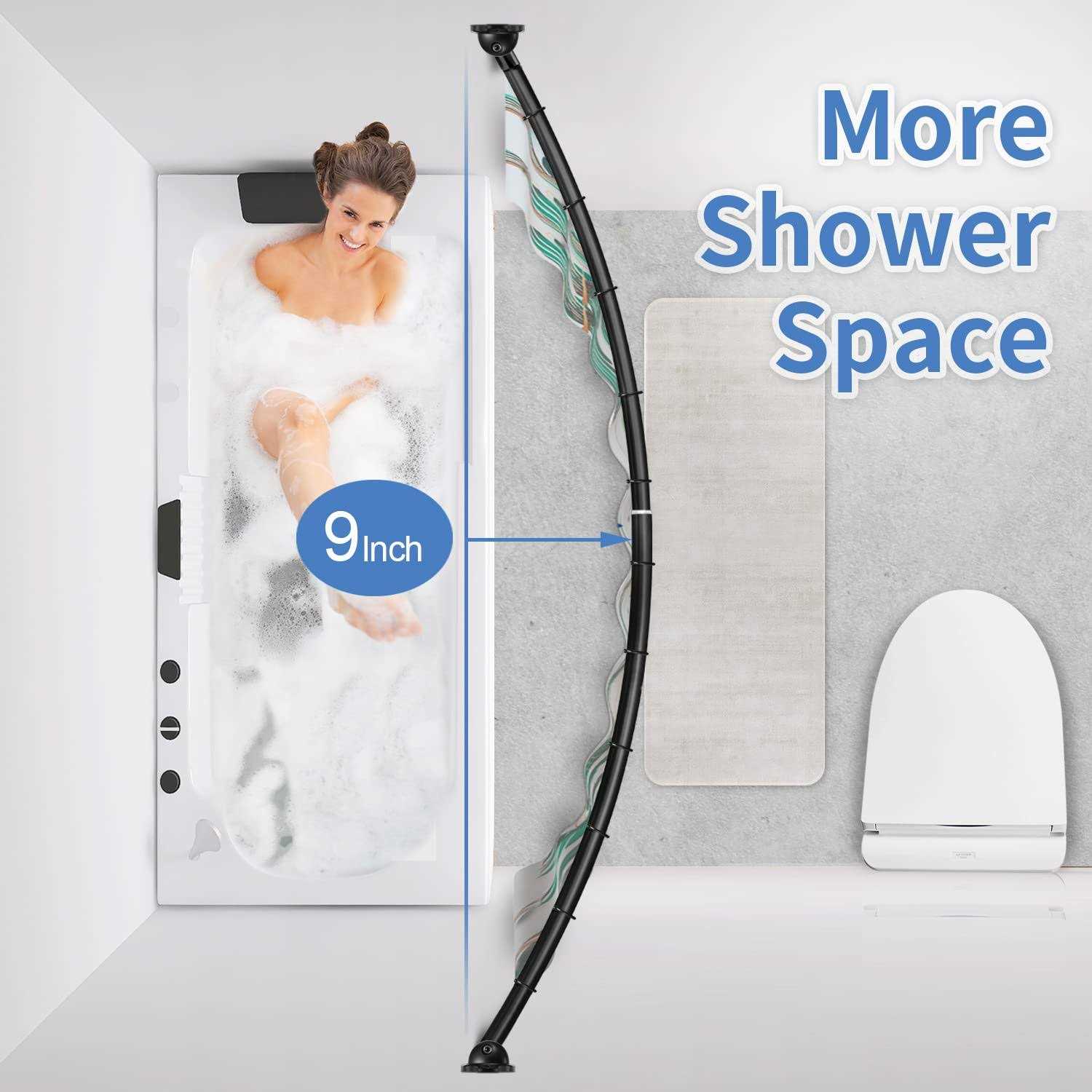 Curved Shower Curtain Rod Tenovel Round Adjustable 48-72 Inches Shower Rods for Bathroom