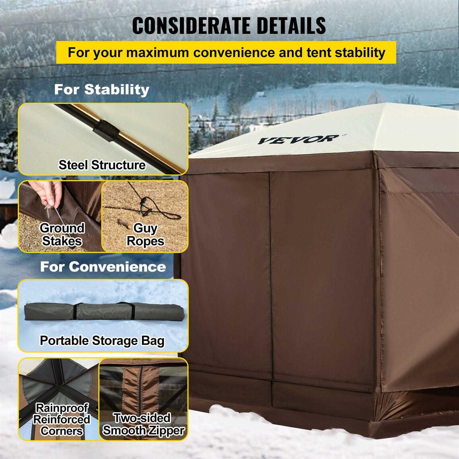 VEVOR Camping Gazebo Tent 6 Pop-up Canopy Screen Tent