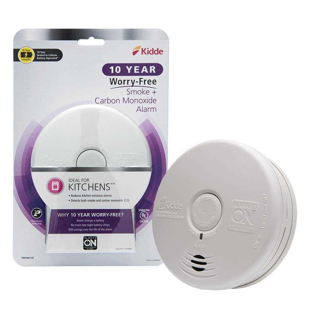 Kidde P3010K-CO Worry-Free Kitchen Photoelectric Smoke and Carbon Monoxide Alarm with 10 Year Sealed Battery