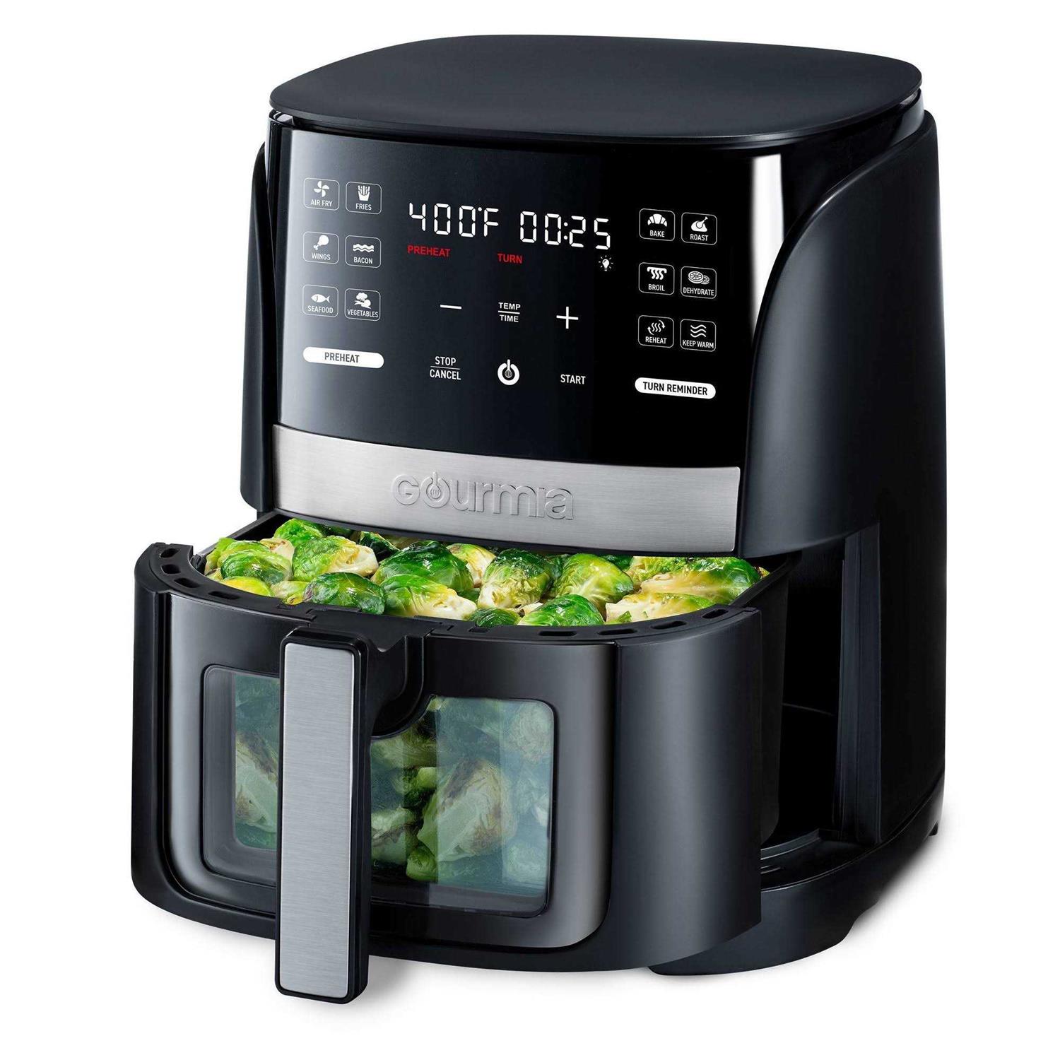New Gourmia 6-Qt Digital Window Air Fryer with 12 Presets & Guided Cooking