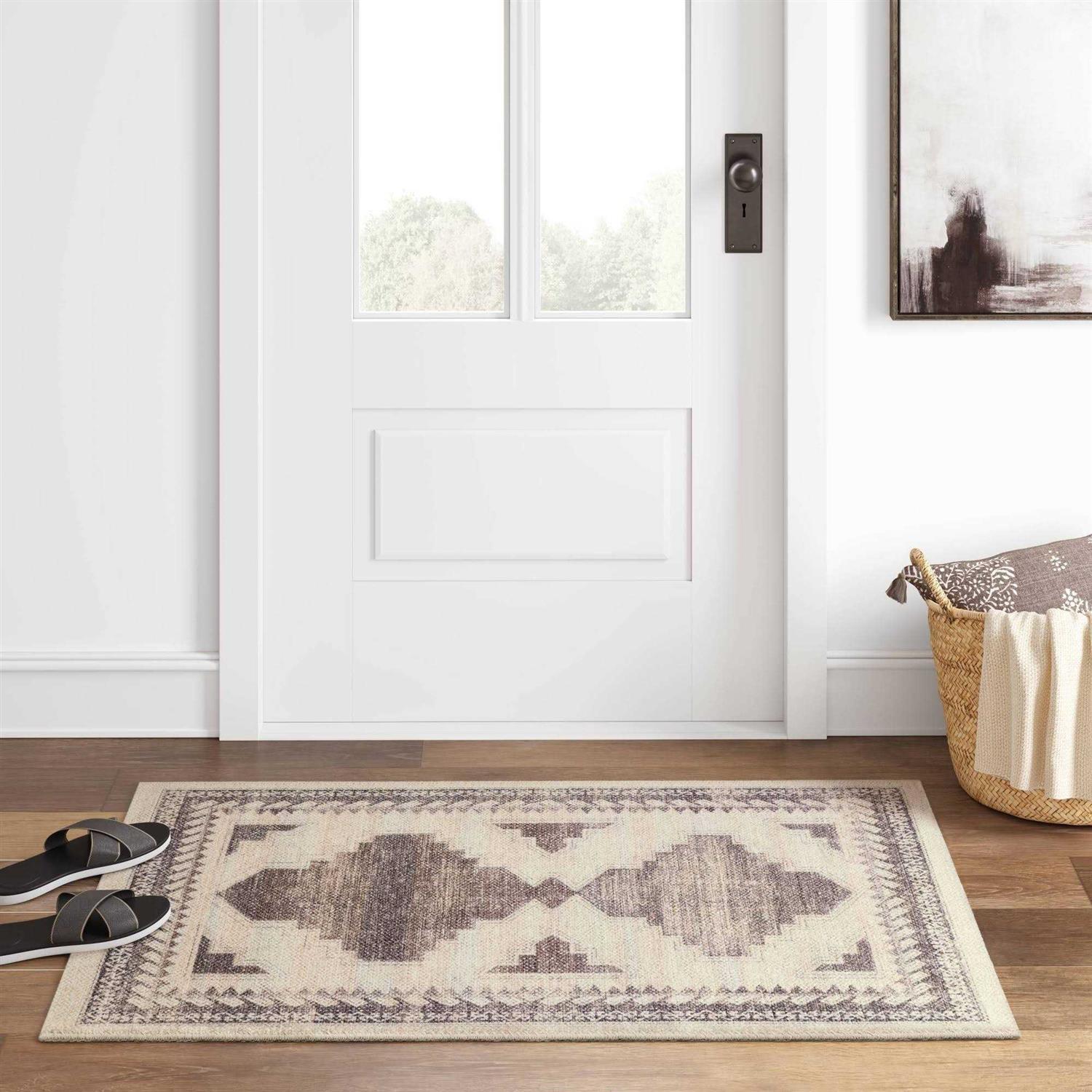 Threshold Cromwell Washable Printed Persian Style Rug Tan