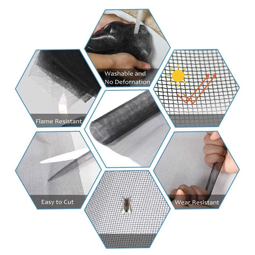 TOOLTRIZ Windows Screen and Screen Door Replacement Durable Fiberglass Screen Mesh